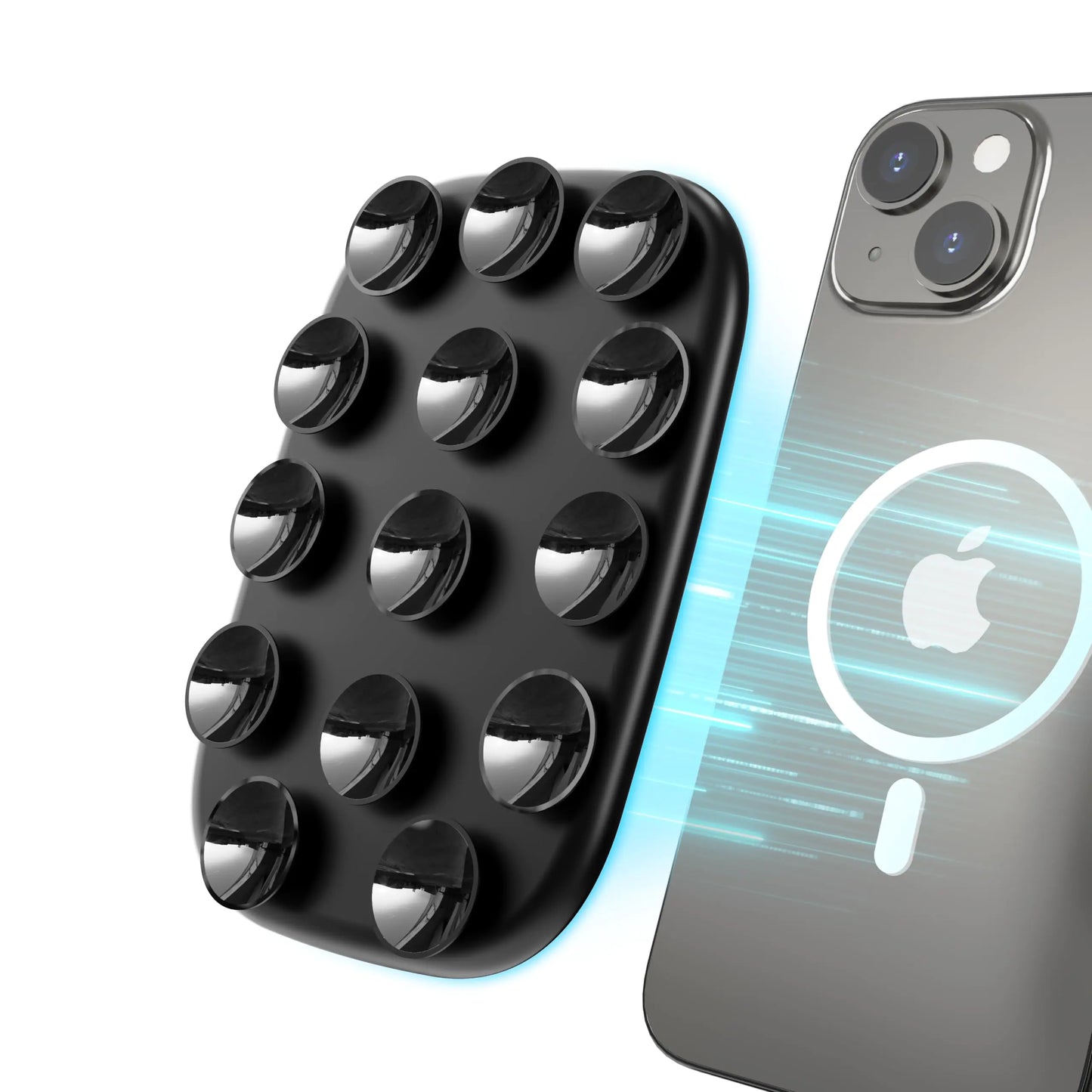 smofish Silicone Suction Cup Phone Mount for MagSafe Anti-Slip Hands-Free Phone Holder Compatible with iPhone MagSafe Phone Case Perfect for TikTok Videos and Selfies Shower (Black)