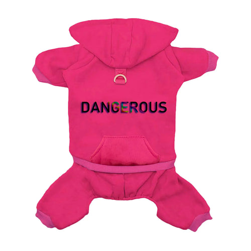 Izefia Dog Hoodie Dog Hoodies with Pocket Clothes 4 Legs Jumpsuit Fleece Sweater Winter Sweat Shirt Warm Cotton Dog Hoodie for Small Dog Medium Large Dog Cat Magenta 4XL
