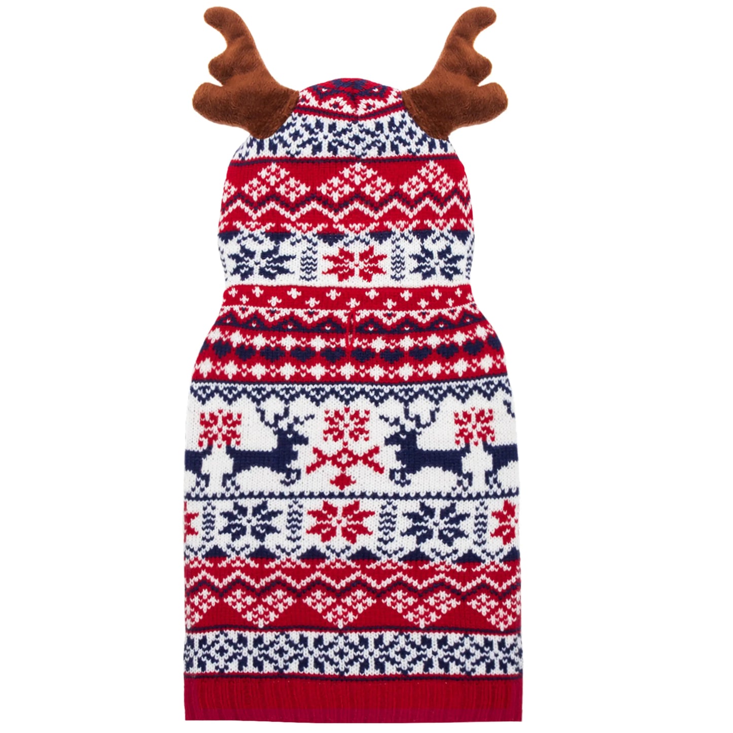 TUKOAW Christmas Dog Sweater Winter Warm Antlers Hoodie Knitwear Pullover Dog Clothes for Cold Weather Cute Ugly Holiday Dog Costume Outfits with Leash Hole for Small Medium Large Dogs Puppy Cats