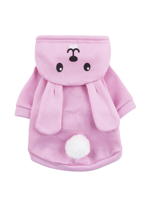 QWINEE Rabbit Dog Hoodie Dog Warm Jacket Coat Puppy Sweatshirt Christmas Halloween Dog Costume Cosplay Winter Dog Clothes Pet Apparel for Small Medium Dogs Cats Kitten Pink S