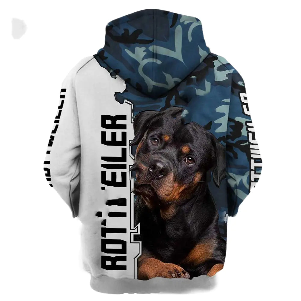 Men's Cartoon Dog Hoodie with Digital Print