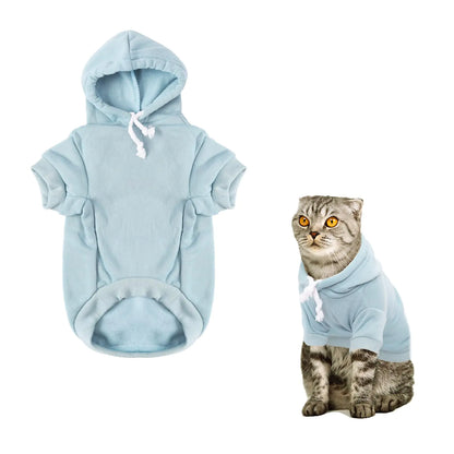 Pet Dog Cat Hoodie Clothes Dog Apparel Warm Jacket Shirt Sweatshirt Clothes Puppies Cat Winter/Spring/Fall Costume Outfits Fleece Cadet Blue Medium