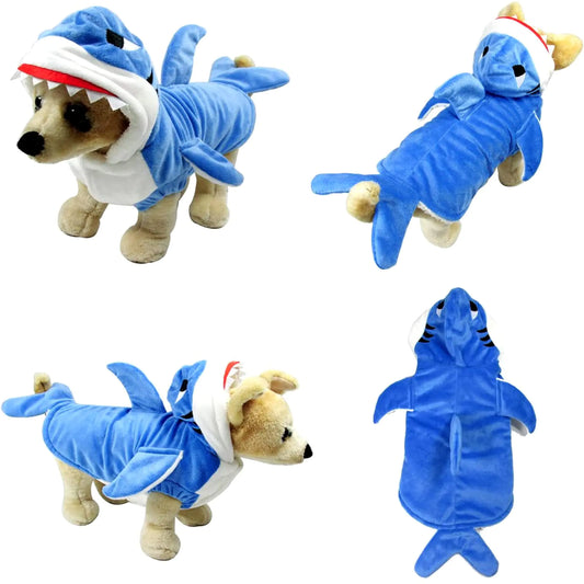 Yoption Puppy Dog Cat Shark Costumes Funny Pet Halloween Christmas Cosplay Dress Pet Hoodie Warm Outfits Clothes (XXL)