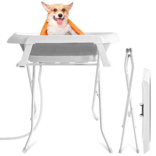 KORETECH Dog Bathtub Dog Bath Tub 34 x 19 Inch Dog Washing Station Portable Dog Bath for Shower and Grooming Dog Tub for Medium Dogs Cats Indoor and Outdoor