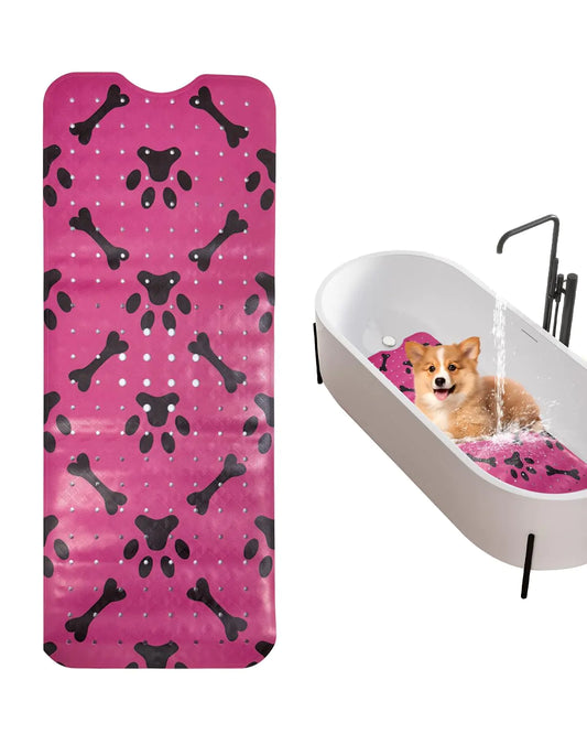 Dog Bath Mat for Tub Non-Slip Pet Bathtub Mat Fast Dry Dog Shower Attachment Mat Senior Friendly Dog Bath Supplies (Red