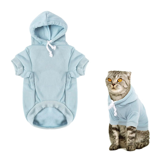 Pet Dog Cat Hoodie Clothes Dog Apparel Warm Jacket Shirt Sweatshirt Clothes Puppies Cat Winter/Spring/Fall Costume Outfits Fleece Cadet Blue Medium