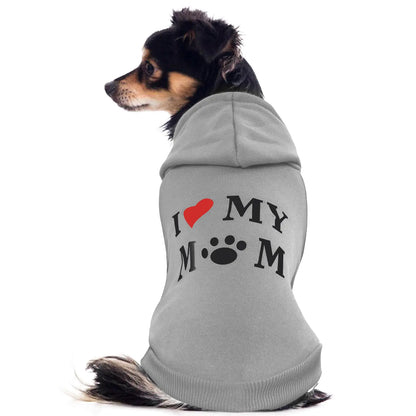 Dog Hoodie - Love Mom - Dog Costumes for Small Dogs Dog Winter Clothes with Soft Fleece Interior Small Dog Sweatshirt Cat Costume Teacup Dog Chihuahua Puppy Clothes Dog Christmas Hoodie Grey S