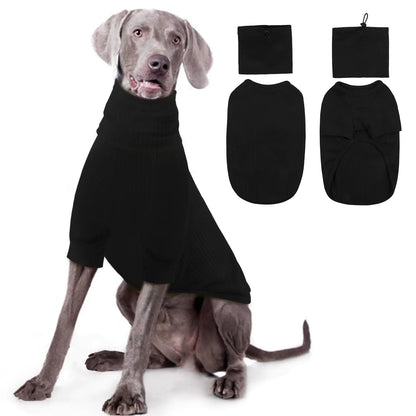 ROZKITCH Dog Shirt with Hoodie Dog Ears Cover 2 in 1 Soft Lightweight Dog Striped T Shirt Pullover Dog Tank with Detachable Ear Wrap Dog Hoodie Tshirt Dog Boy Girl Stretchy Sweater Black 2XL