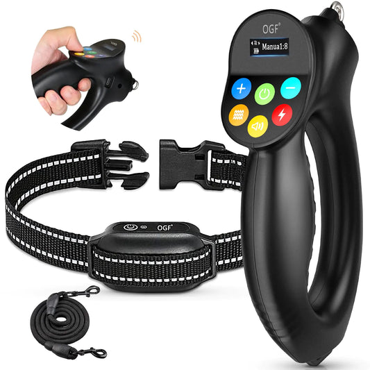 2-in-1 Dog Training Collar with Dog Leash OGF Wireless Training Collar with Rechargeable Remote3300FTWaterproof IPX7 with 3 Training Modes for Dogs S M L(4-120 LBS)