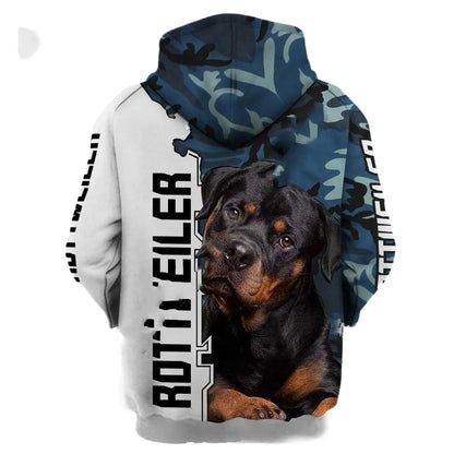 Men's Cartoon Dog Hoodie with Digital Print