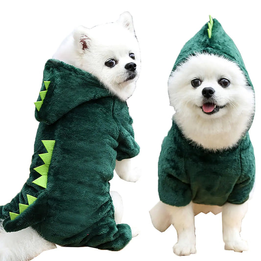 IOICYBF Pet Dinosaur Costumes for Halloween Christmas Funny Dog Cat Cosplay Coat Hoodie Outfits Warm Winter Fleece Clothes