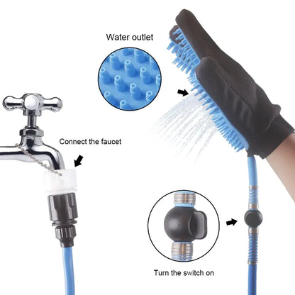 Pet Bathing Gloves and Shower Spray for Dogs