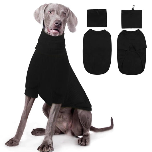 ROZKITCH Dog Shirt with Hoodie Dog Ears Cover 2 in 1 Soft Lightweight Dog Striped T Shirt Pullover Dog Tank with Detachable Ear Wrap Dog Hoodie Tshirt Dog Boy Girl Stretchy Sweater Black 2XL