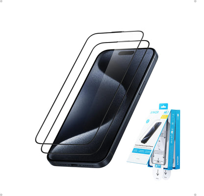 Anker Easy Fit Screen Protector Kit (HD, 2-Pack) for iPhone 15 Pro Max