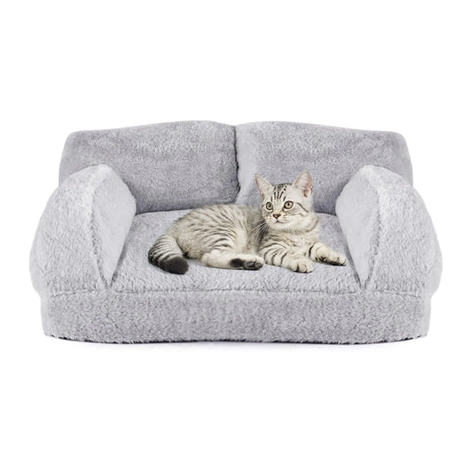 pawstrip Cat Couch Bed Soft Pink Dog Bed Washable Pet Sofa Bed Fluffy Kitten Sleeping Cushion Cute Cat Couches for Indoor Cats Self Warming Princess Puppy Bed for Small Dogs