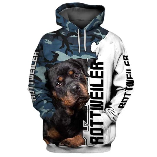 Men's Cartoon Dog Hoodie with Digital Print