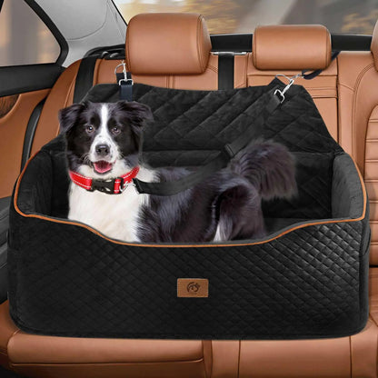 OTOB Dog Car Seat for Large Medium Dog Under 55Lbs Memory Foam Dog Booster Car Seat for 2 Small Dogs Puppy Detachable & Washable Elevated Pet Car Seat with Thick Cushion All Seasons Travel Dog Bed