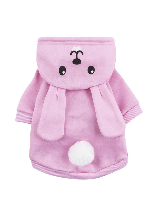 QWINEE Rabbit Dog Hoodie Dog Warm Jacket Coat Puppy Sweatshirt Christmas Halloween Dog Costume Cosplay Winter Dog Clothes Pet Apparel for Small Medium Dogs Cats Kitten Pink S