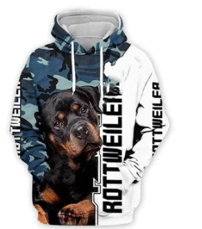 Men's Cartoon Dog Hoodie with Digital Print